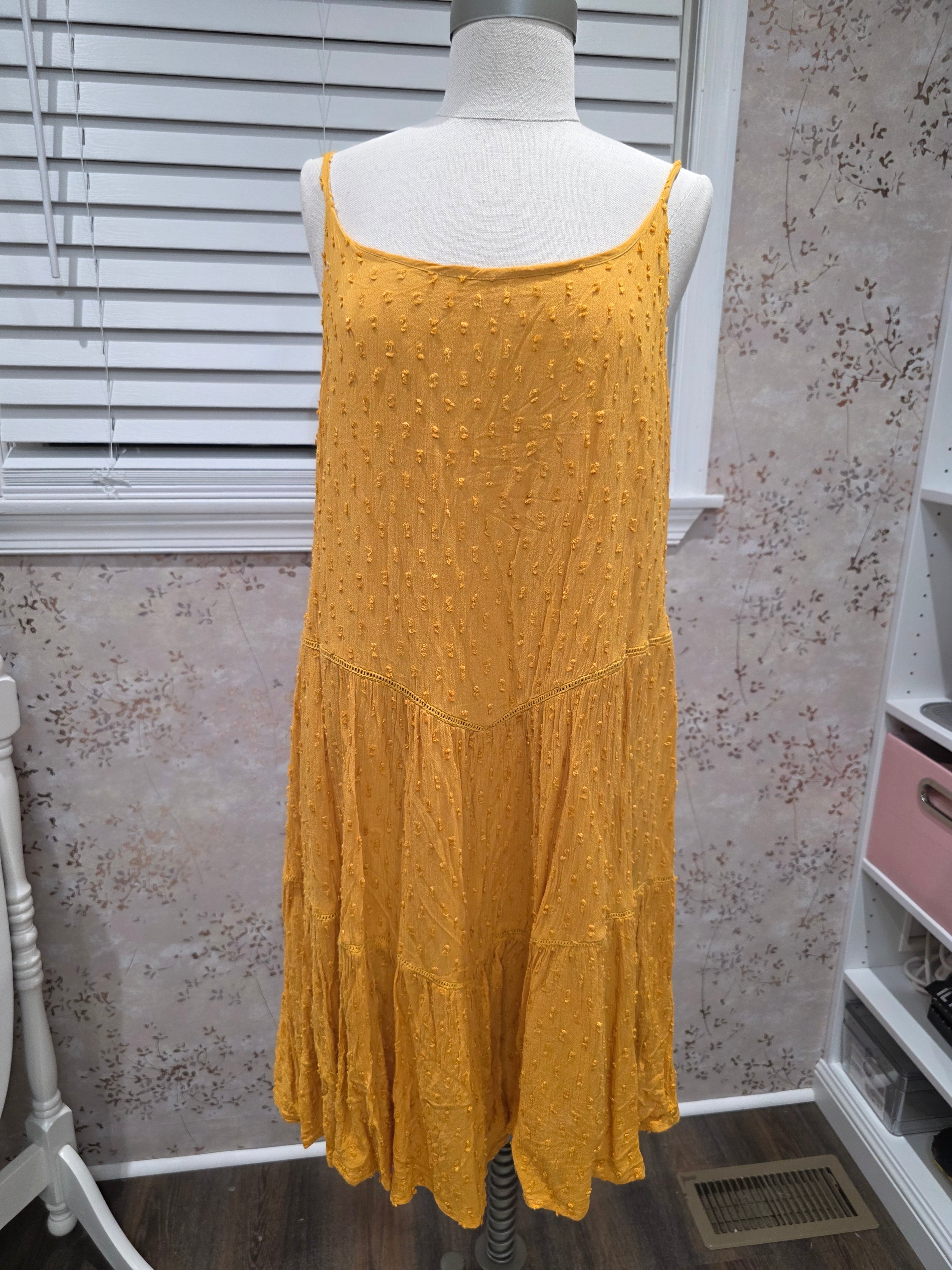 Mustard Swiss Dot Babydoll Dress XXL