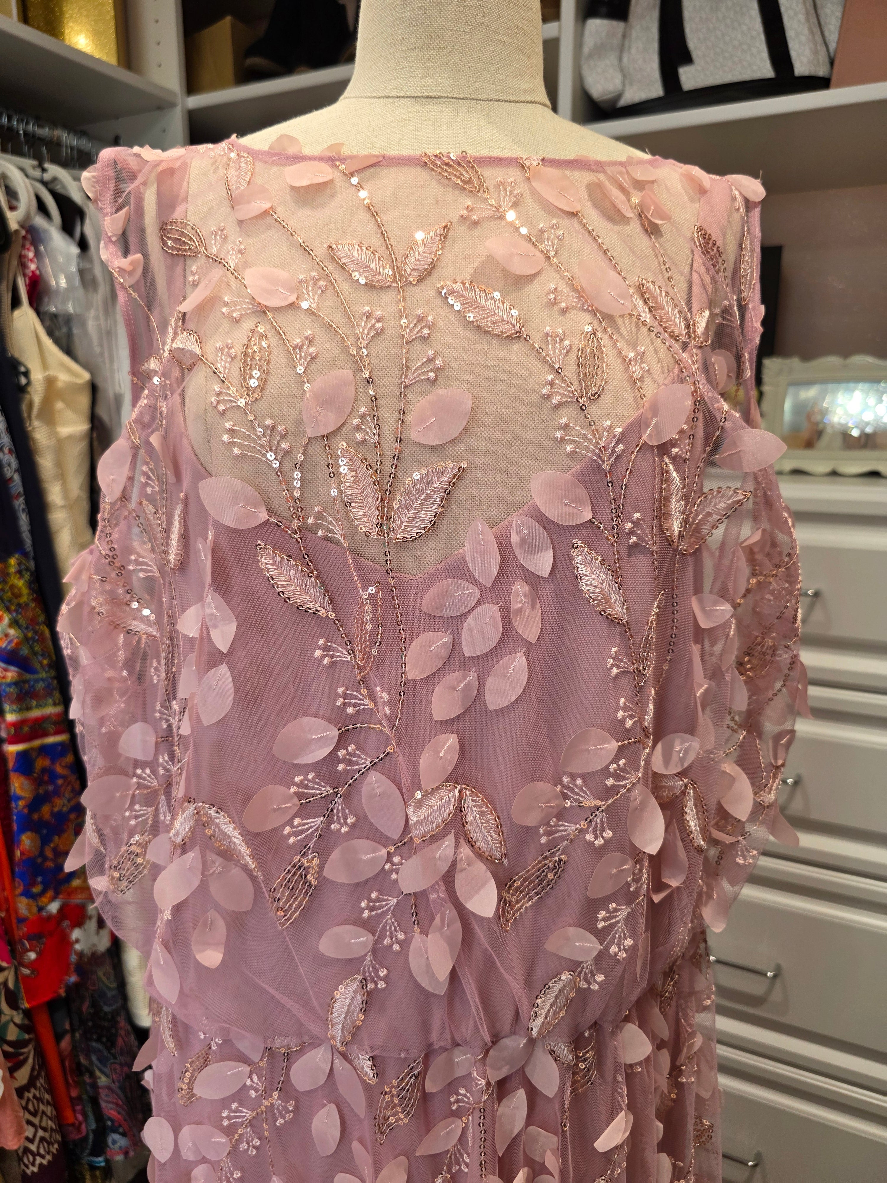 Pink Embroidered Midi Dress – Size 20W