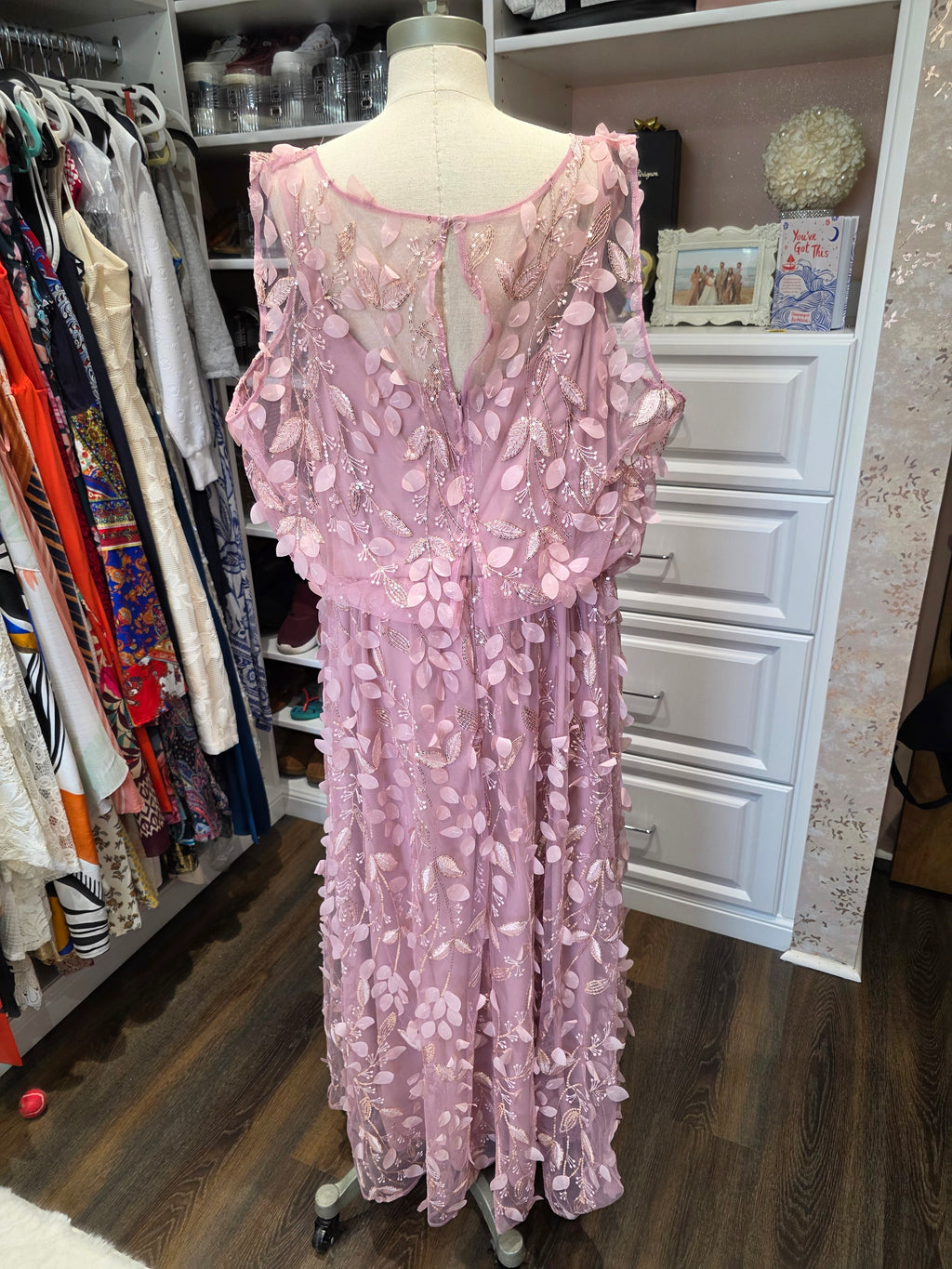 Pink Embroidered Midi Dress – Size 20W