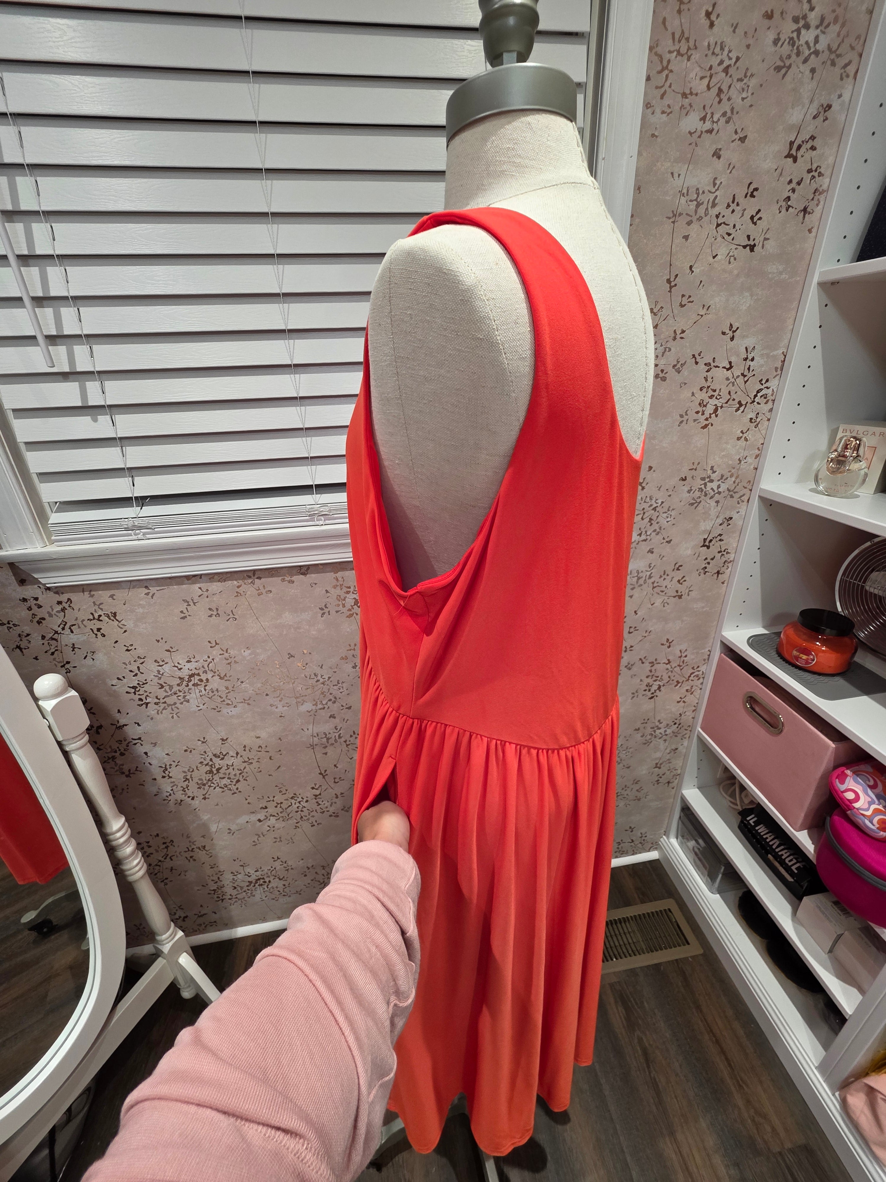 Simply Vera Vera Wang Coral Sleeveless Midi Dress- XXL