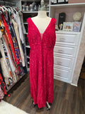 Red Sequin Maxi Dress – Deep V & Low Back – Size 3XL – Formal/Party