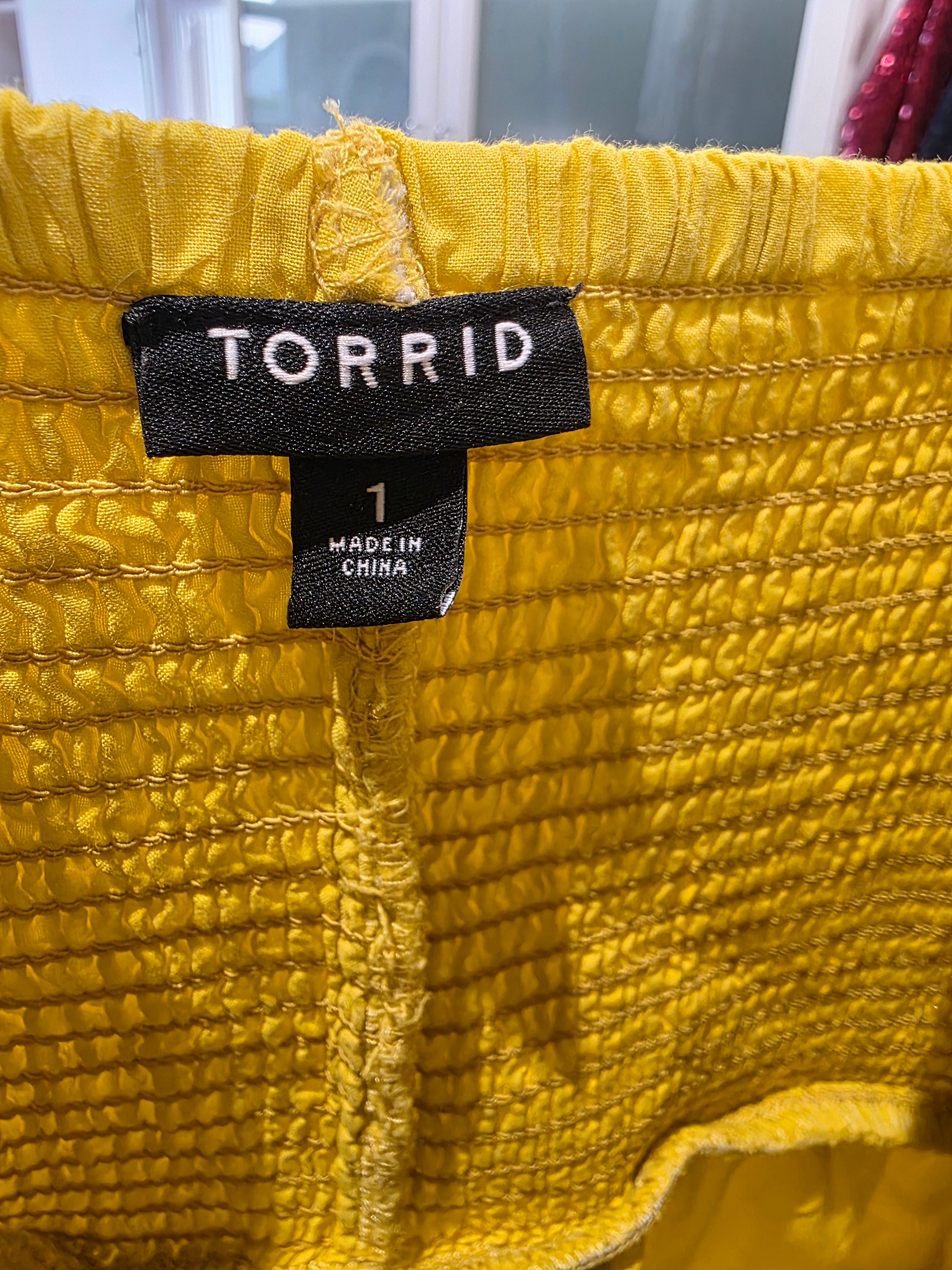 Torrid Yellow Midi Dress – Smocked Back – Button Front – Size 1 (14/16)