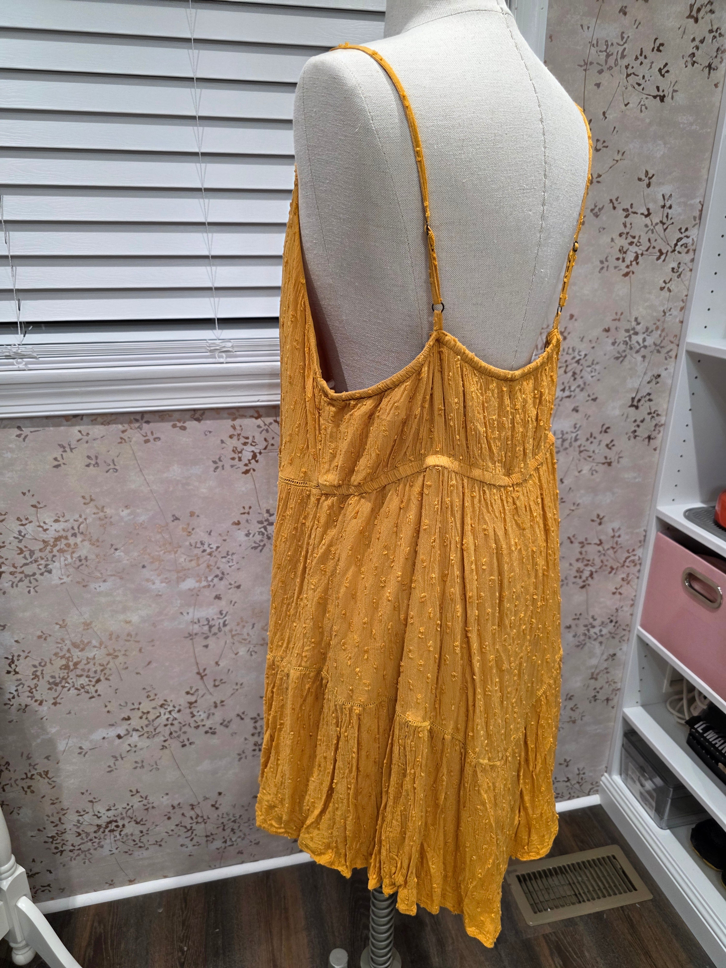 Mustard Swiss Dot Babydoll Dress XXL