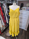 Torrid Yellow Midi Dress – Smocked Back – Button Front – Size 1 (14/16)