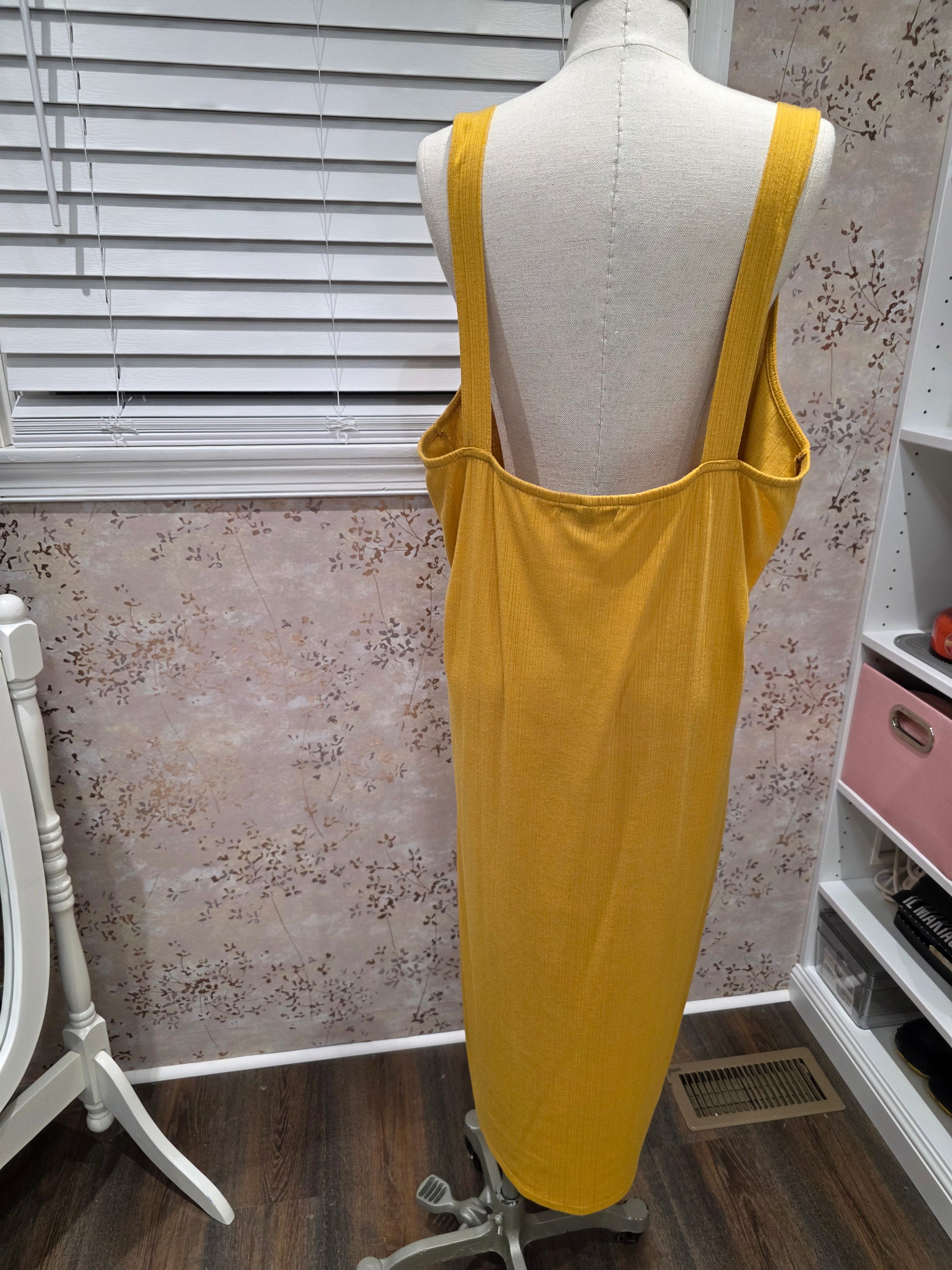 Mustard Ribbed Maxi Dress- 3X