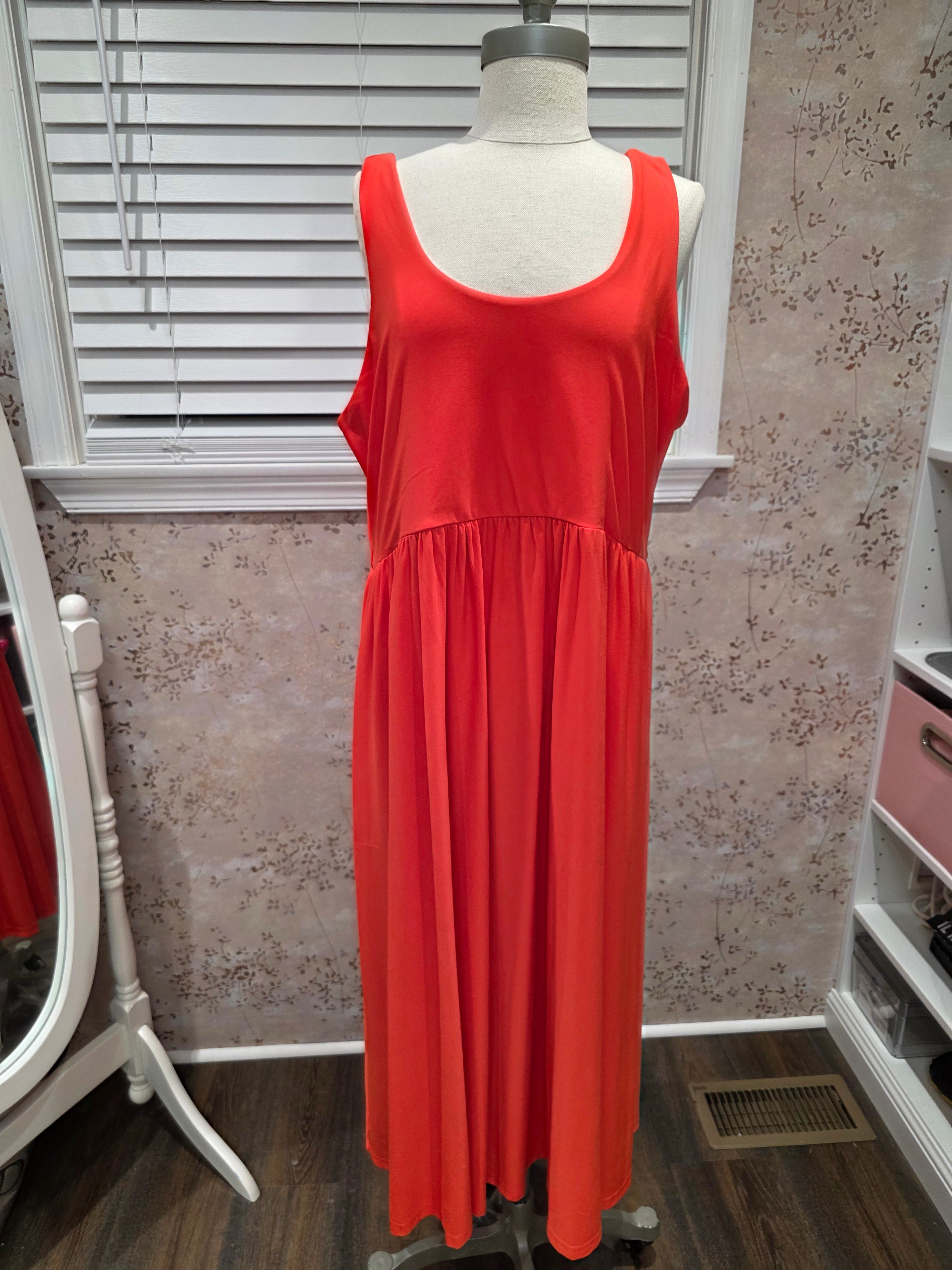 Simply Vera Vera Wang Coral Sleeveless Midi Dress- XXL