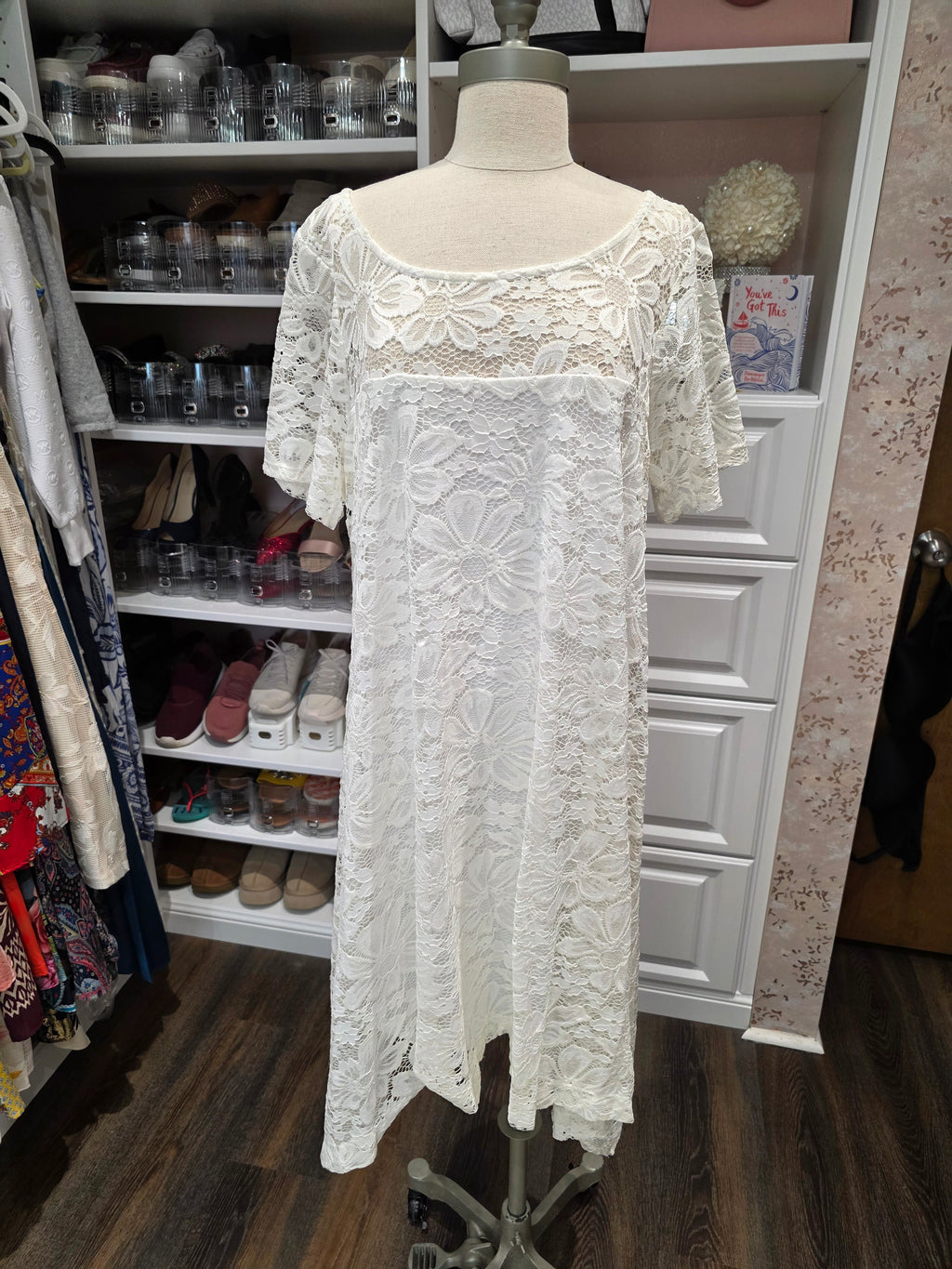 Signature by Robbie Bee White Lace Midi Dress – Size 1X