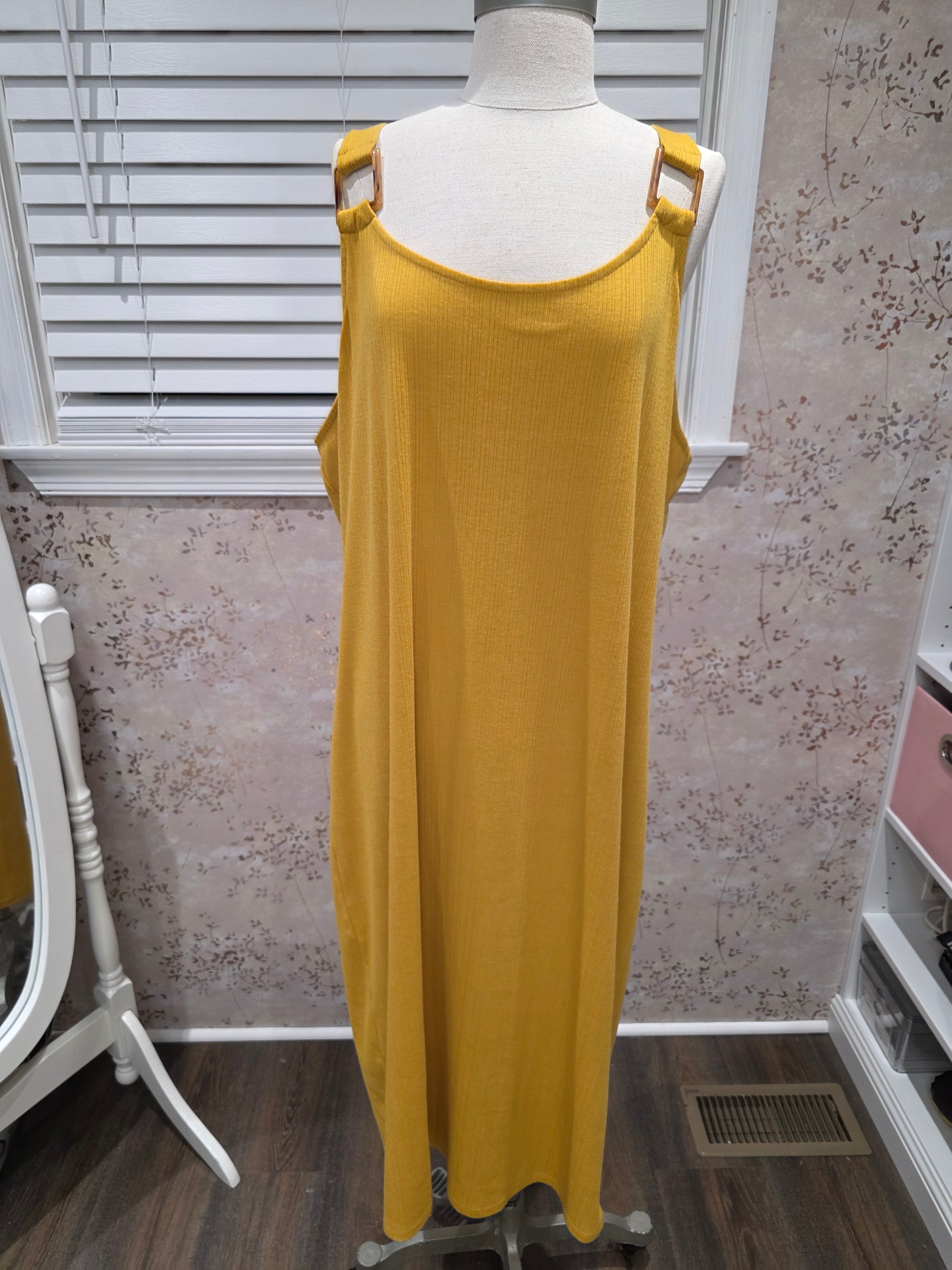 Mustard Ribbed Maxi Dress- 3X