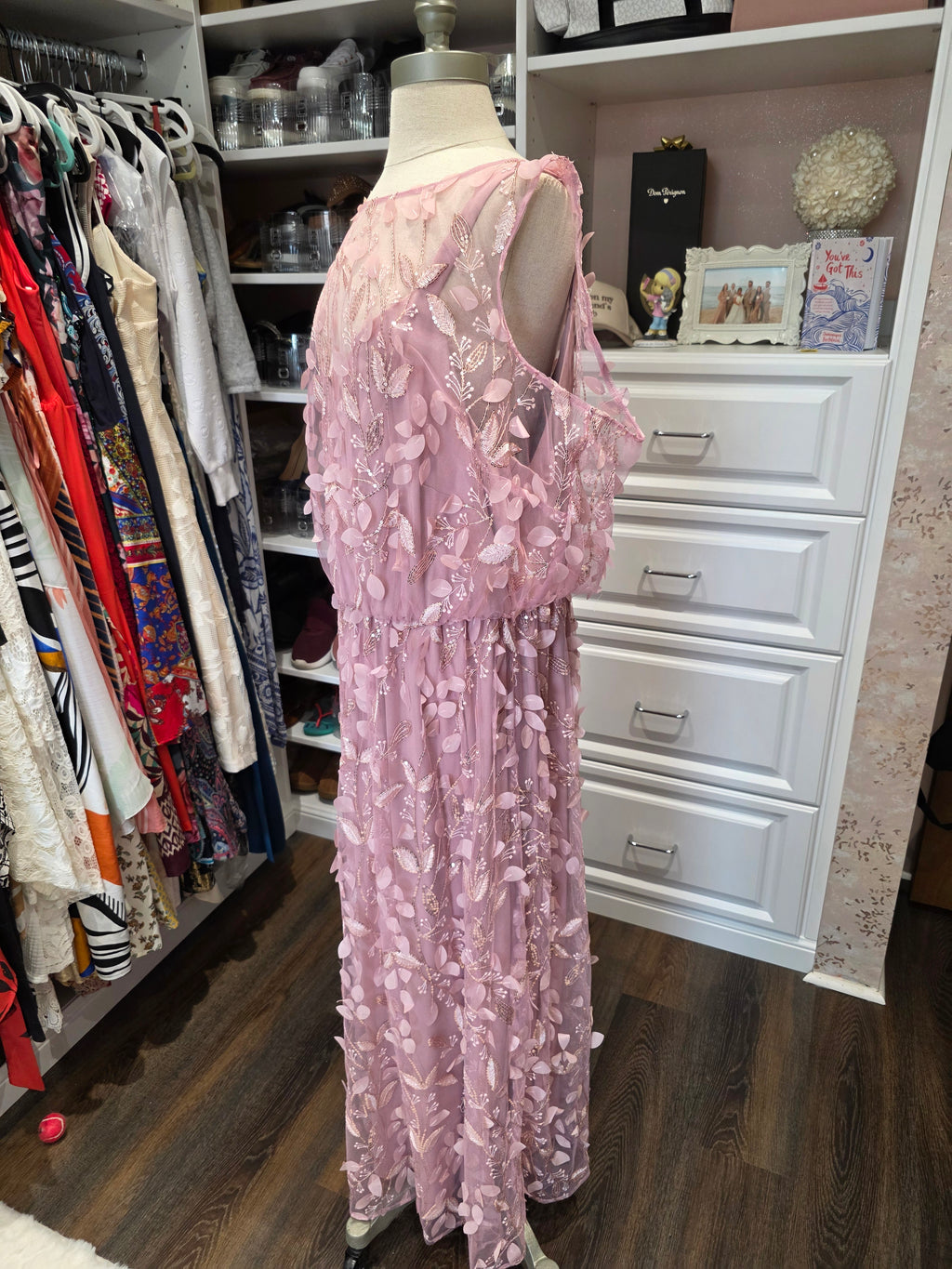 Pink Embroidered Midi Dress – Size 20W