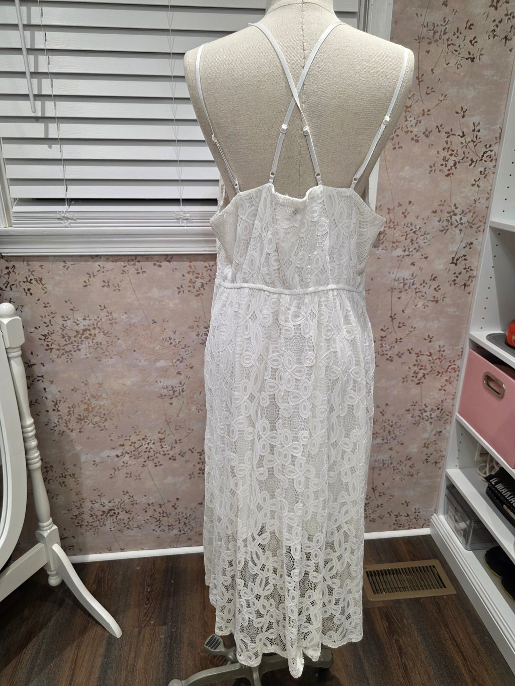 White Lace Boho Midi Dress XXL